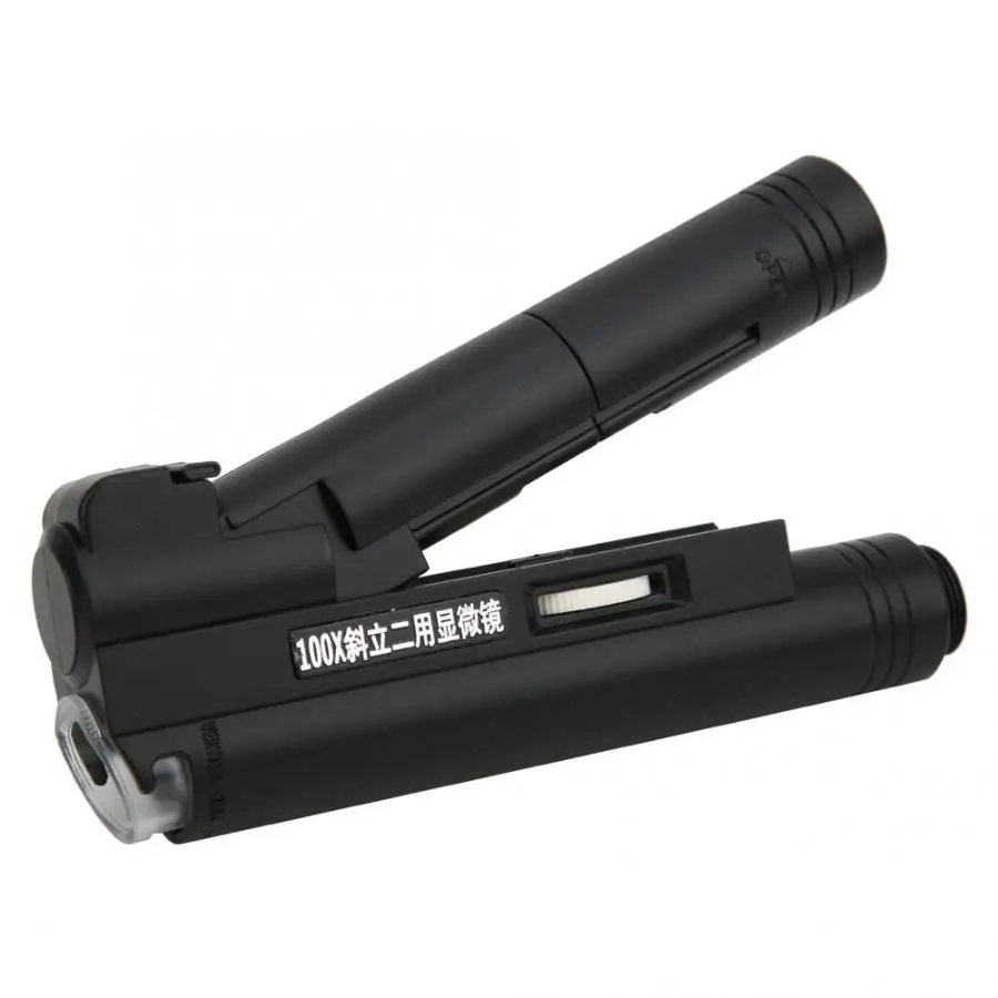 100X портативный светодиодный зажим Наклонный/вертикальный микроскоп двойного