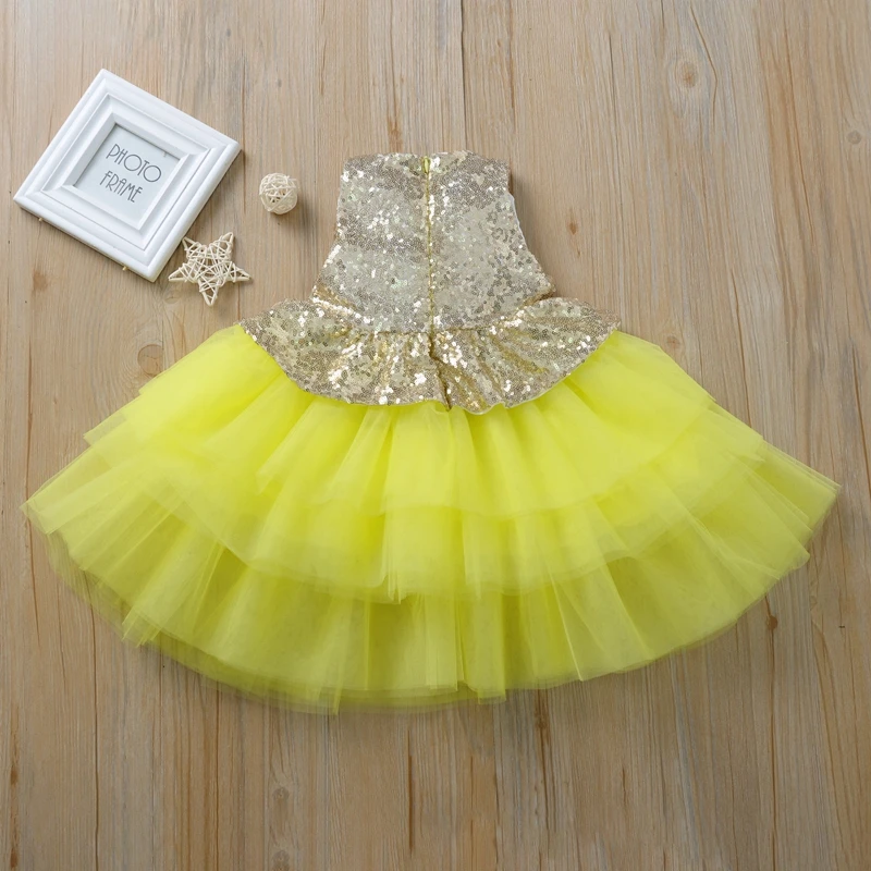 2020 Baby Summer Clothing Toddler Girls Sequin Dress Princess Party Pageant Dresses Formal Chiffon Gown Kids Clothes 1-4T | Детская
