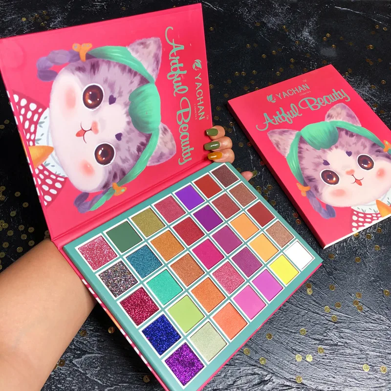 Милый Кот негабаритных 35 цветов Тени для век Палитра перламутровые матовые