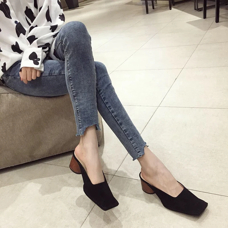 Wellwalk/обувь на блочном каблуке Женские шлепанцы массивном мюли высоком с