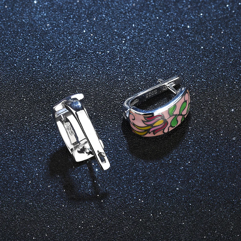 Женские серьги гвоздики с розовым цветком из стерлингового серебра 925 пробы