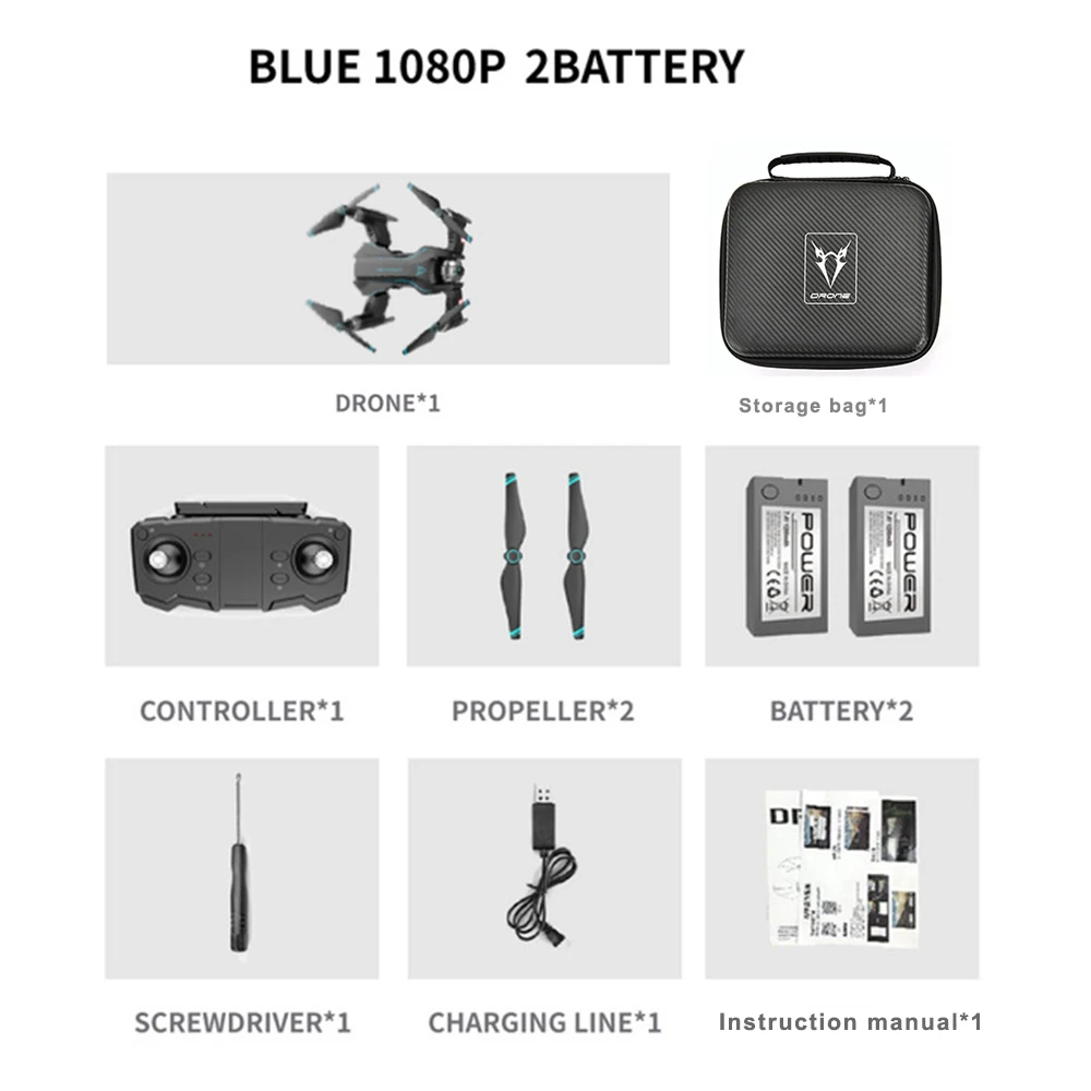 1080P 2B BLUE BAG S20W селфи Дрон 4K HD Gimbal Двойная камера Wi-Fi FPV Gesture фото оптический поток Профессиональный Радиоуправляемый квадрокоптер вертолет Дрон - Цвет: 1080P 2B BLUE BAG