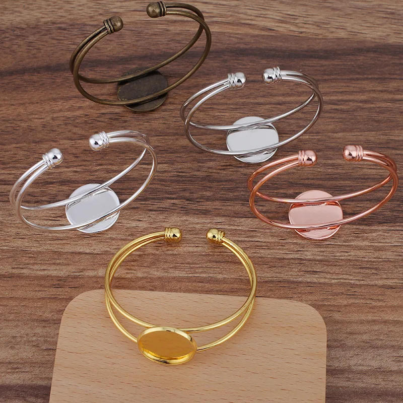 Разноцветные открытые оправы для браслета манжеты 20 мм 25 27 Круглые Гладкие