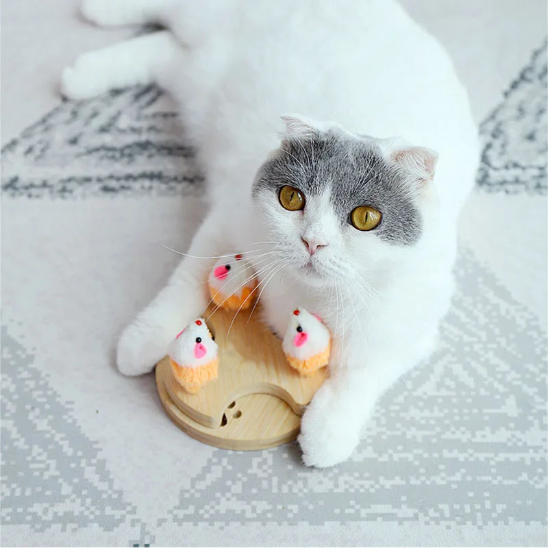 Cat Toy Mouse With Catnip For Game Interactive Teaser Playing Fun Plush Mice Cats Toys Scratcher Kitten Pet Supplies | Дом и сад