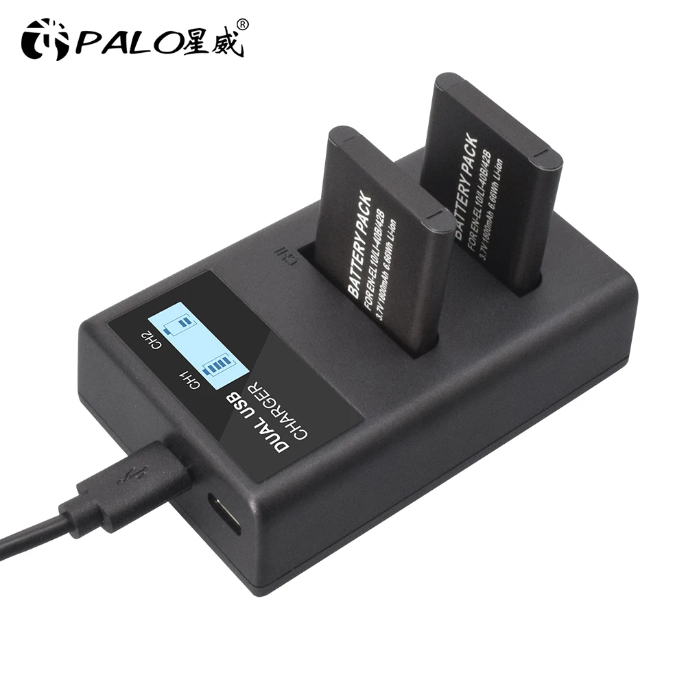 

PALO Li-40B Li40B Li 40B Li-42B EN-EL10 ENEL10 NP-45B Camera Battery charger dual slot smart charger with LCD or LED