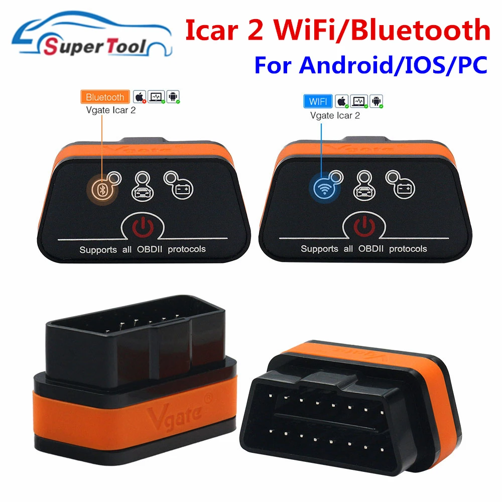 Автомобильный сканер Vgate Icar2 Bluetooth WIFI V1.5 Icar 2 Wi Fi для IOS/Android/ПК OBD2 диагностический