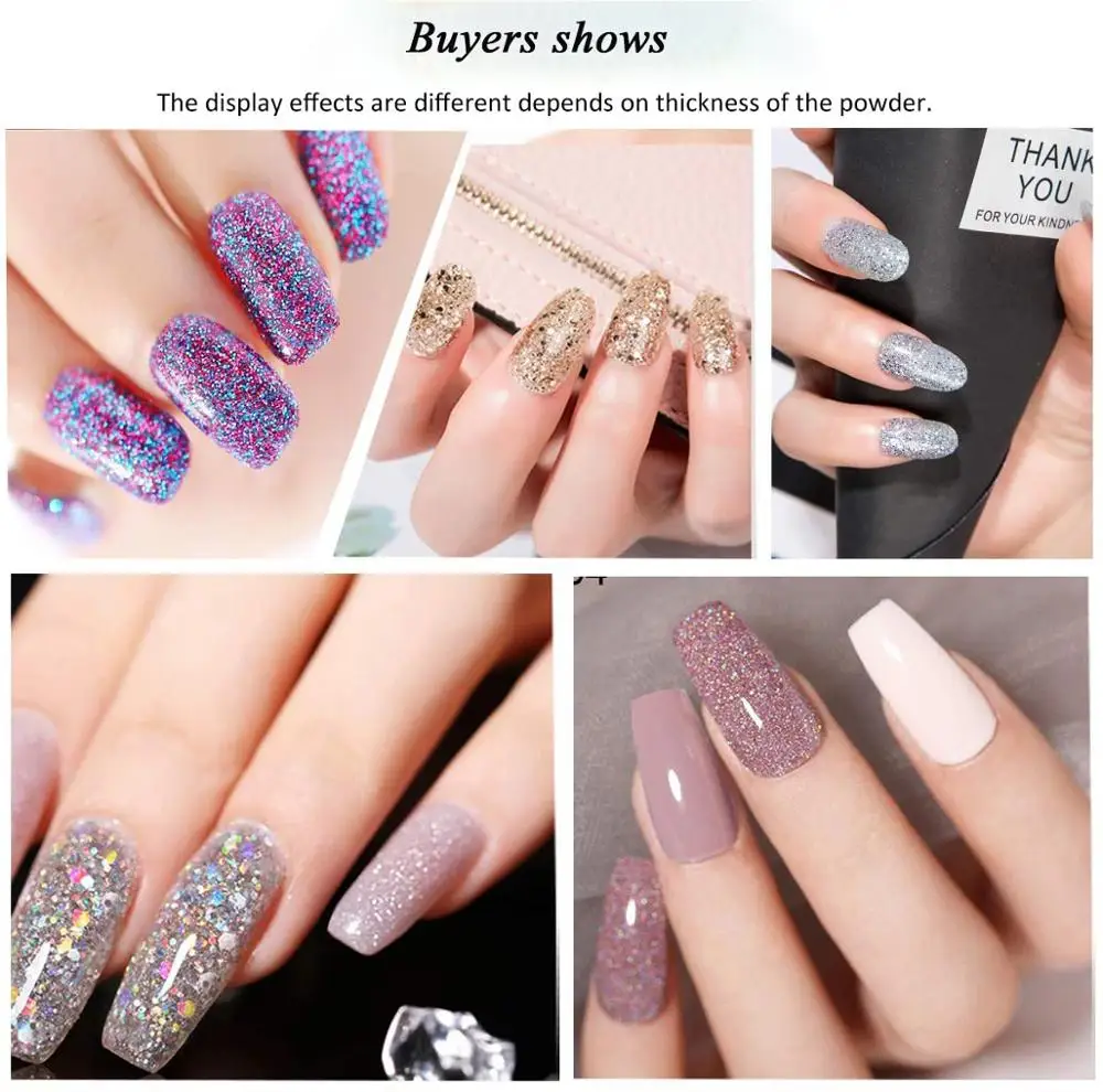 

Dipping Nail Powder Starter Kit 12 Colours Matte Art Decoration with Dust Brush Nail File Manicure Tools UV/LED Lamp No Needed