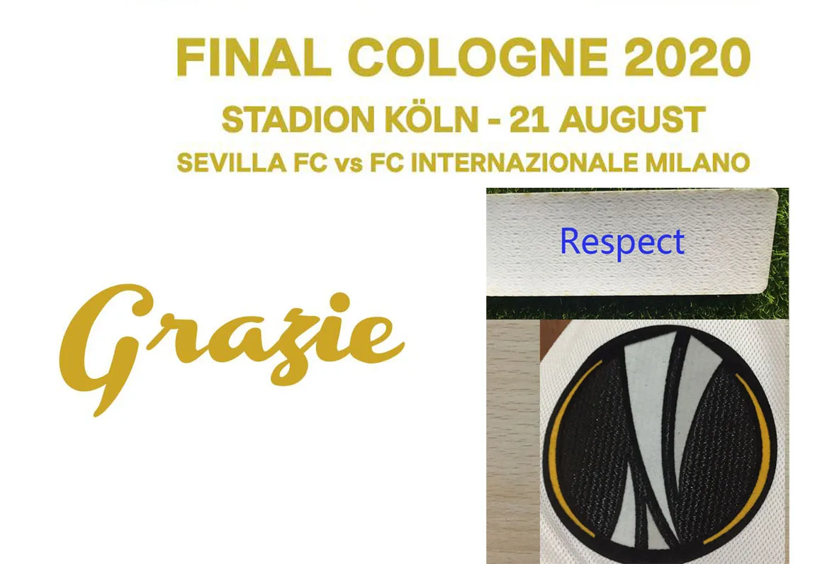 

2020 Final Cologne Match Details and Grazie Badge Thank You Soccer Patch