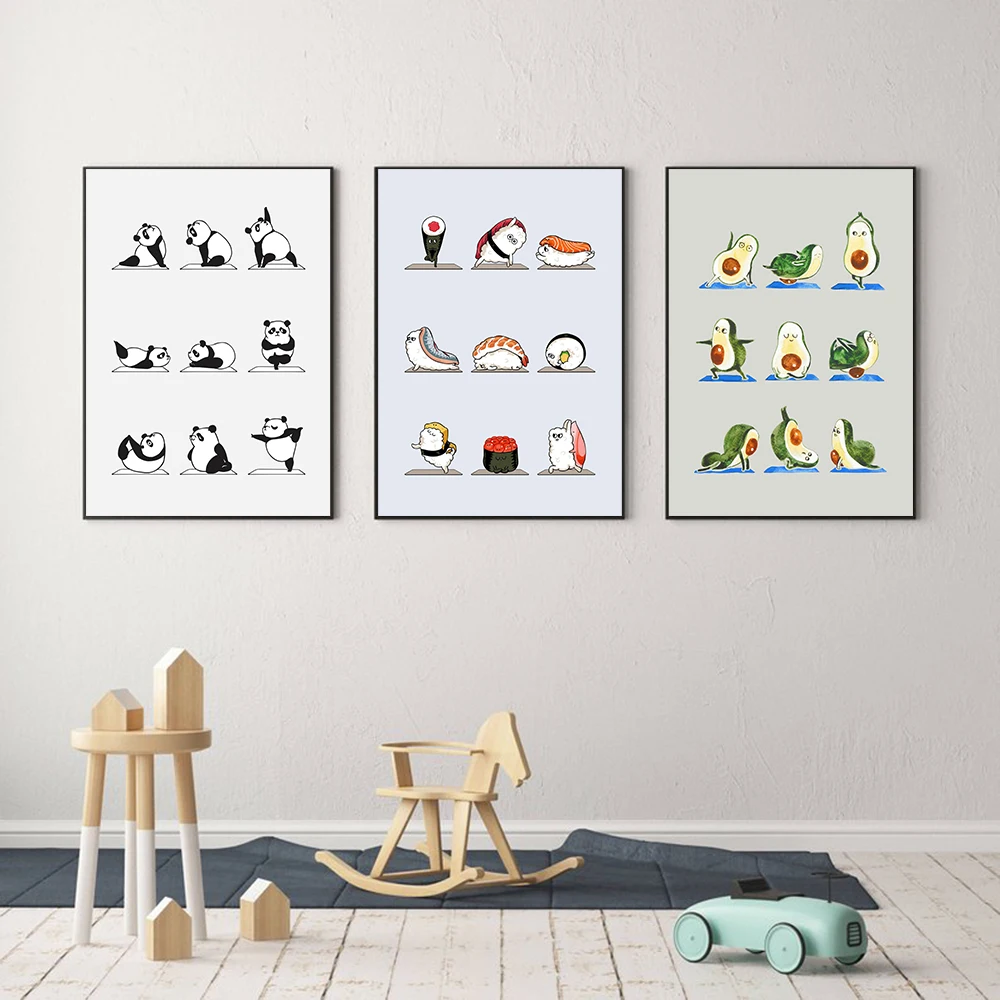 

Siamese Cat Poster Yoga Panda Penguin Canvas Painting Cute Animal Art Print Abstract Wall Picture For Living Room Home Decor