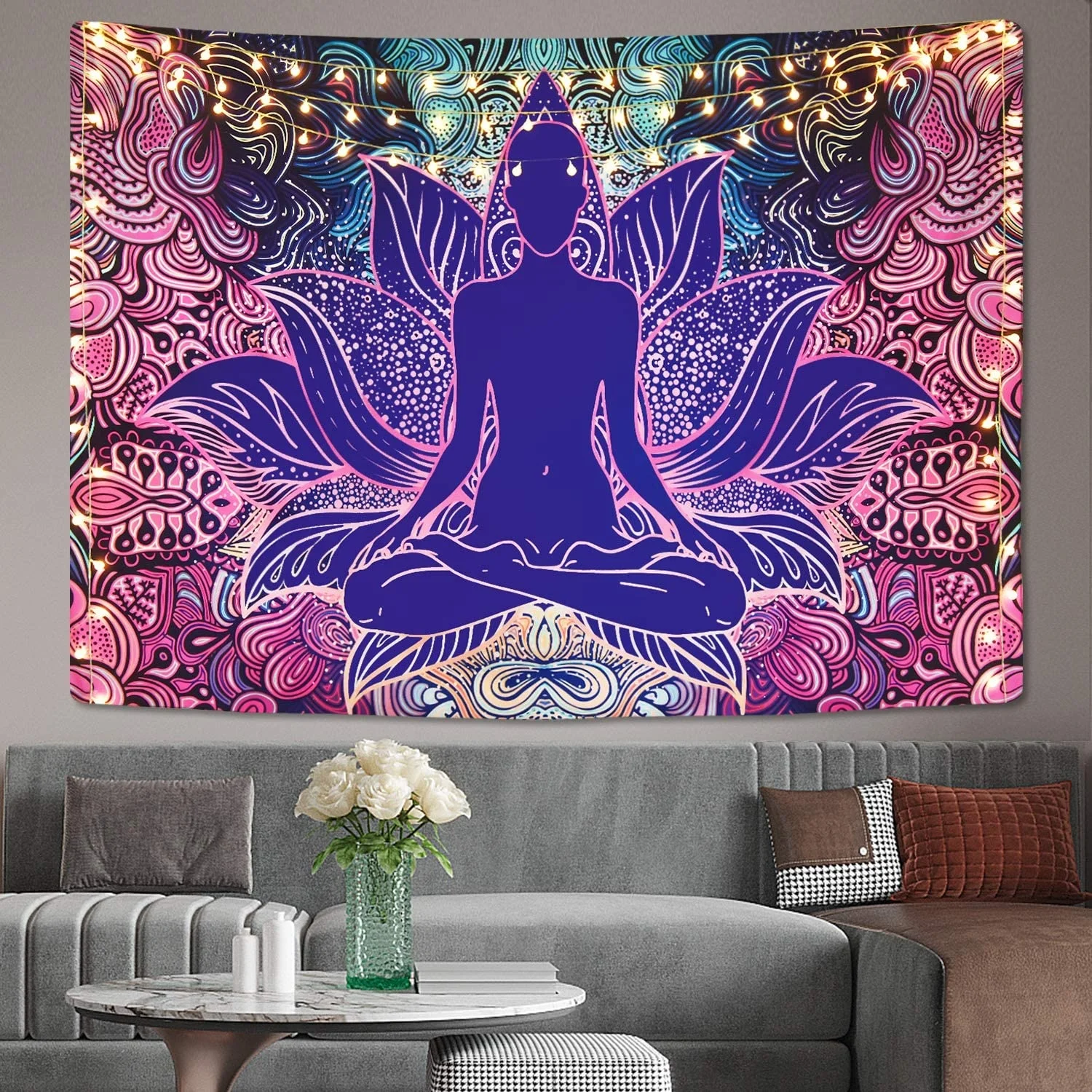 

Psychedelic Lotus Tapestry Yoga Meditation Tapestries Trippy Tapestry Hippie Bohemian Tapestry Wall Hanging For Room Decor