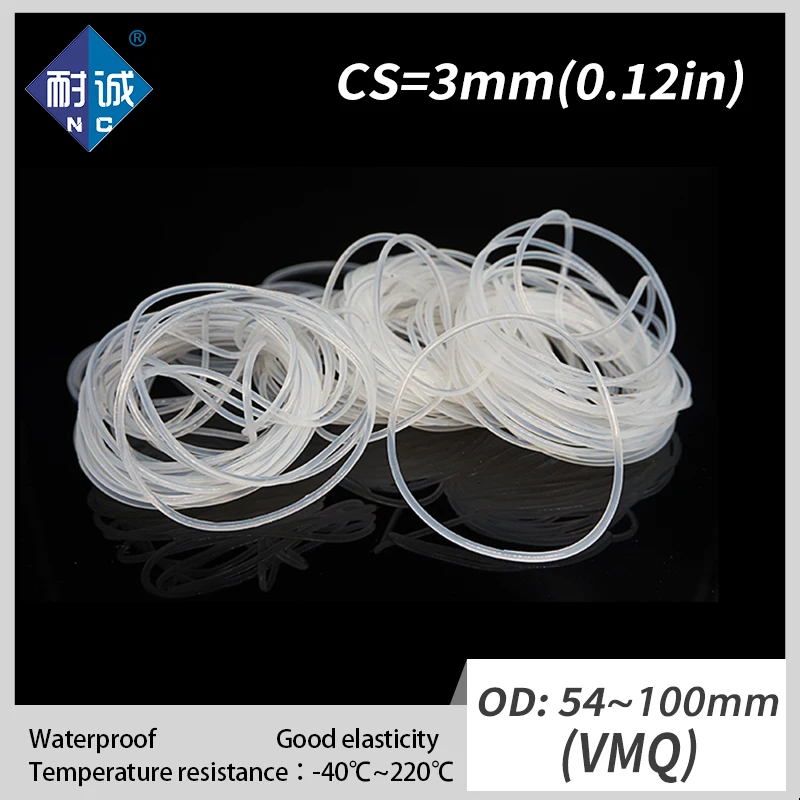 1 шт./лот силиконовое кольцо VMQ CS 3 мм OD54/55/60/65/70/75/80/85/90/95/100 уплотнительное