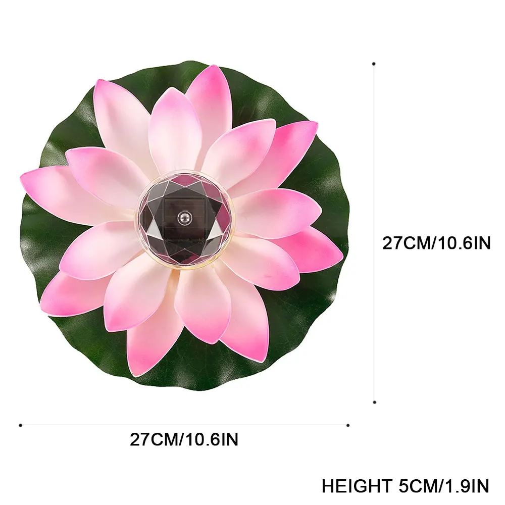 

1PC Solar Lotus Lamp Powered LED Flower Light Floating Fountain Pond Garden Pool Lamp Realistic Shape Led Bright Lamps Bulb