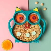 food grade owl shape bowl cute safety suction silione spoon baby feeding set toddler christmas gift am azon hot selling 100