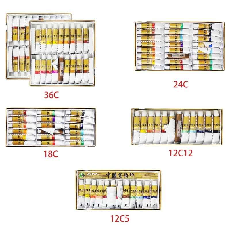 

12/18/24/36 Colors 5/12ml Chinese Painting Pigment Watercolor Paint Drawing Tools for Artist Students