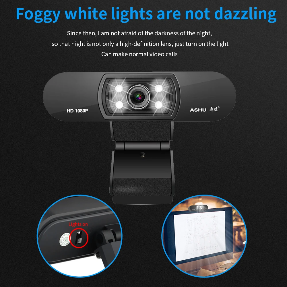 

H800 Full HD Video Webcam 1080P HD Camera USB Webcam Focus Night Vision Computer Web Camera with Built-in Microphone