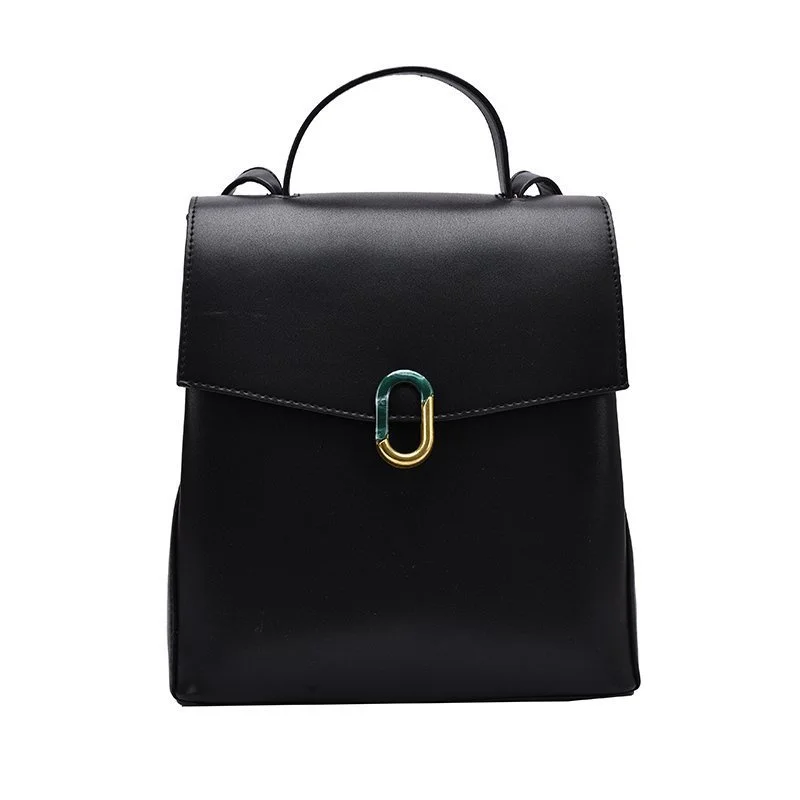 

2021 summer new women's backpack Pu solid color bag fashion simple backpack large capacity leisure Women's bag