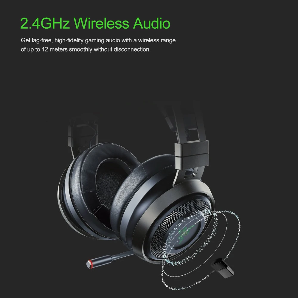 Razer Nari беспроводные Игровые наушники THX пространственные аудио охлаждающие гелевые подушечки 2,4 ГГц игровая гарнитура