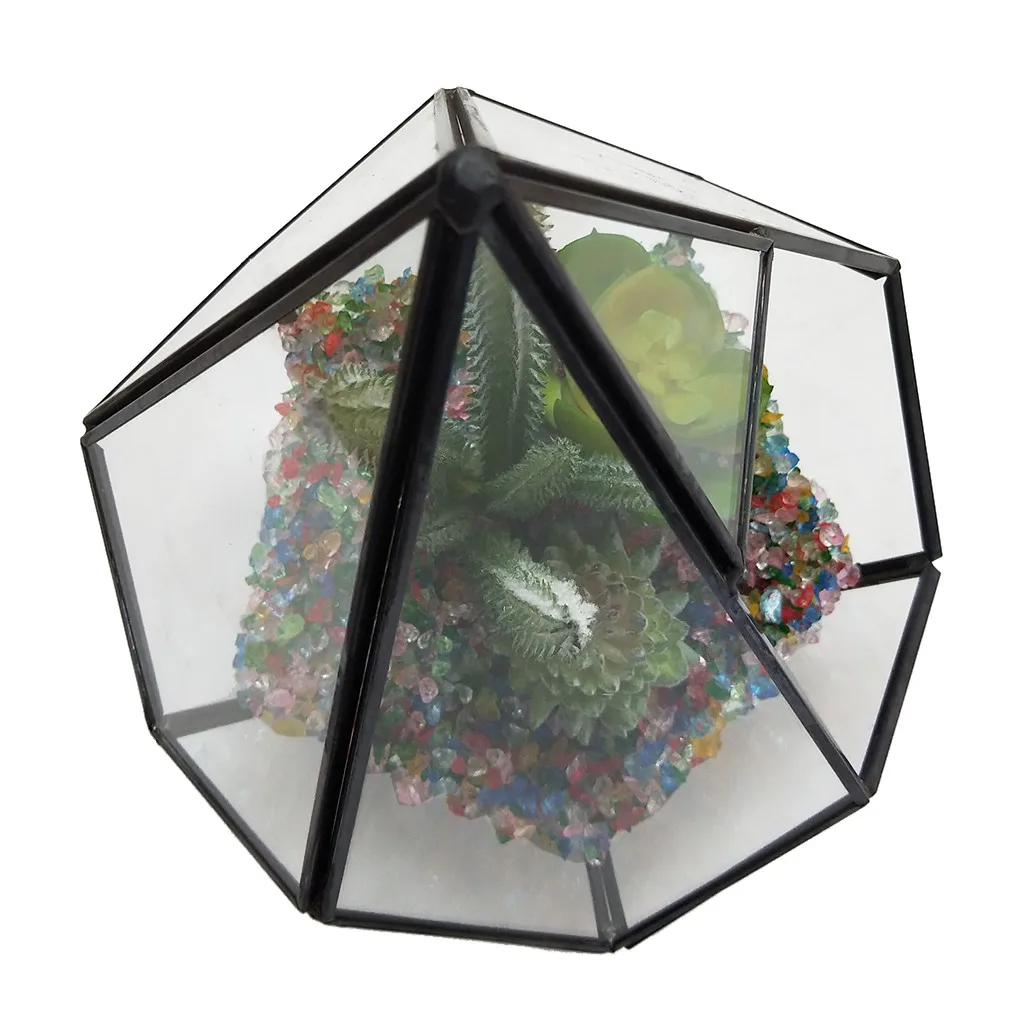 

Geometric Fleshy Glass Flower House Crafts Greenhouse DIY Flower Decoration Jewelry Storage Gift Box Wedding Ring Organizer