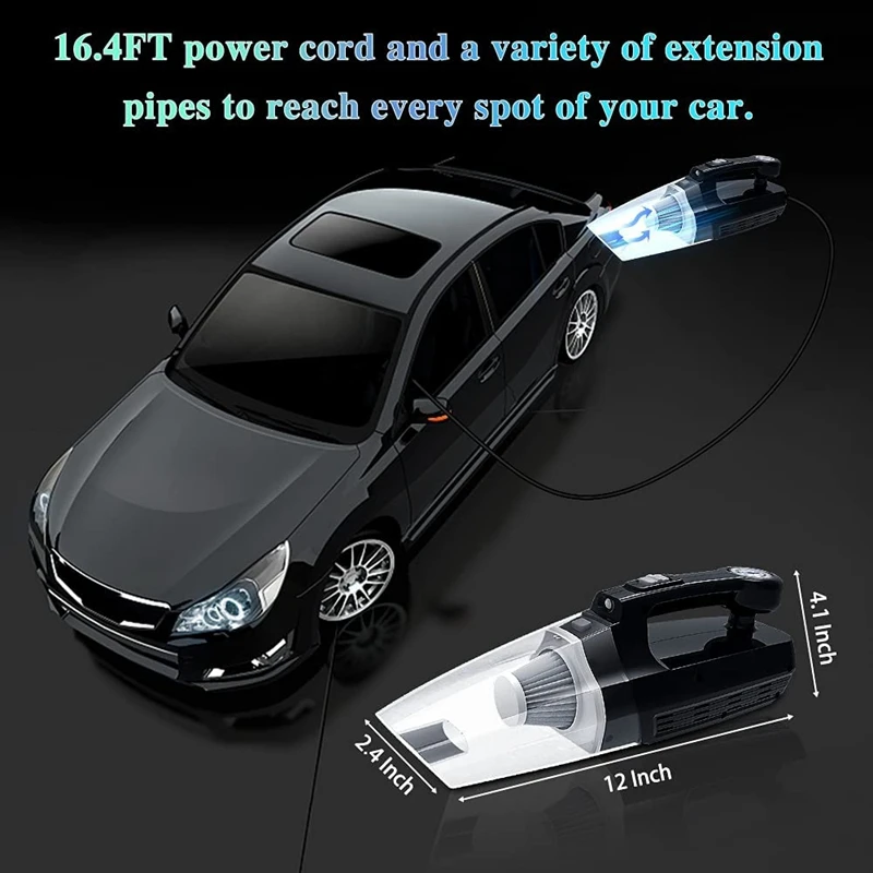 4 in 1 Car Vacuum Cleaner Tire Inflator 6000PA High Power Suction Wet/Dry Portable | Автомобили и мотоциклы