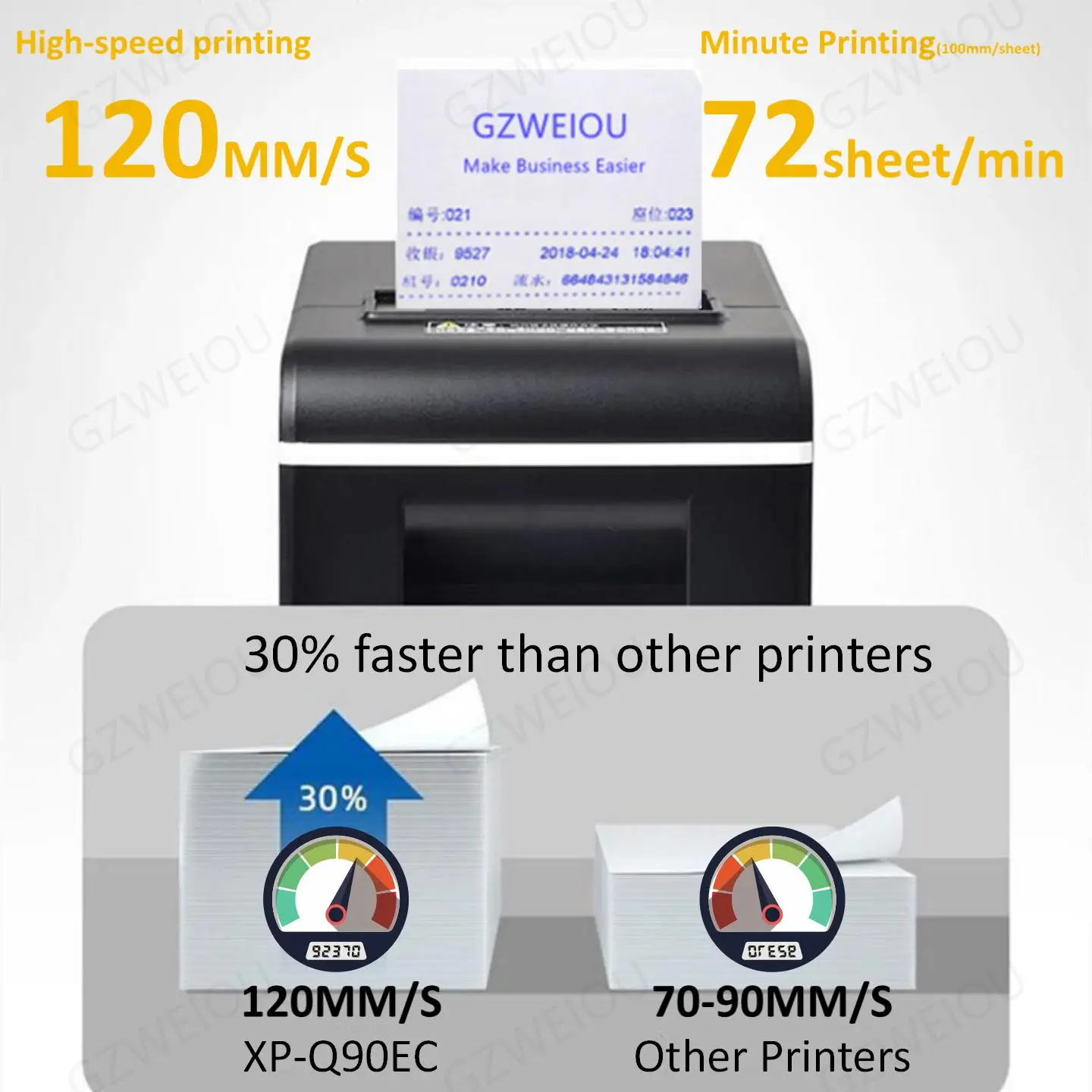 Xprinter XP-Q90EC автоматическим резаком Кухня получения Термальность принтер 58 мм