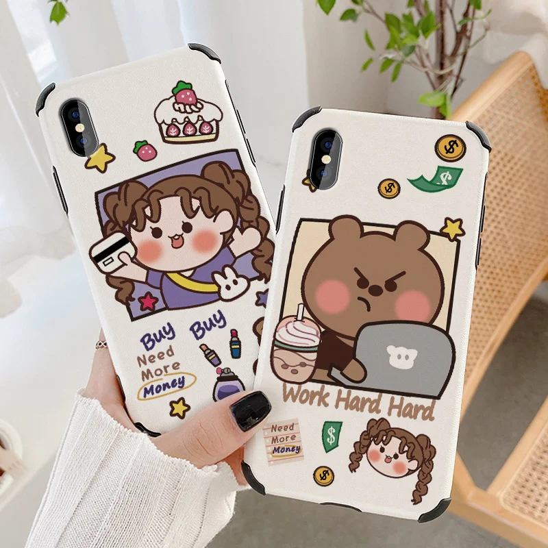 

Double Ponytail Girl Phone Case For iPhone X XS XR XSMAX Liquid Silicone Cover