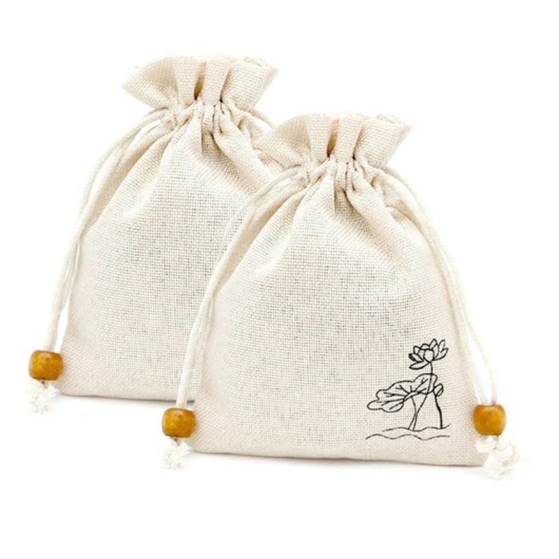 Retro Lotus Storage Bags Jewelry Earrings Necklace Beam Mouth Empty Bag Bedroom Decoration Hanfu Accessories Temperament Sachet