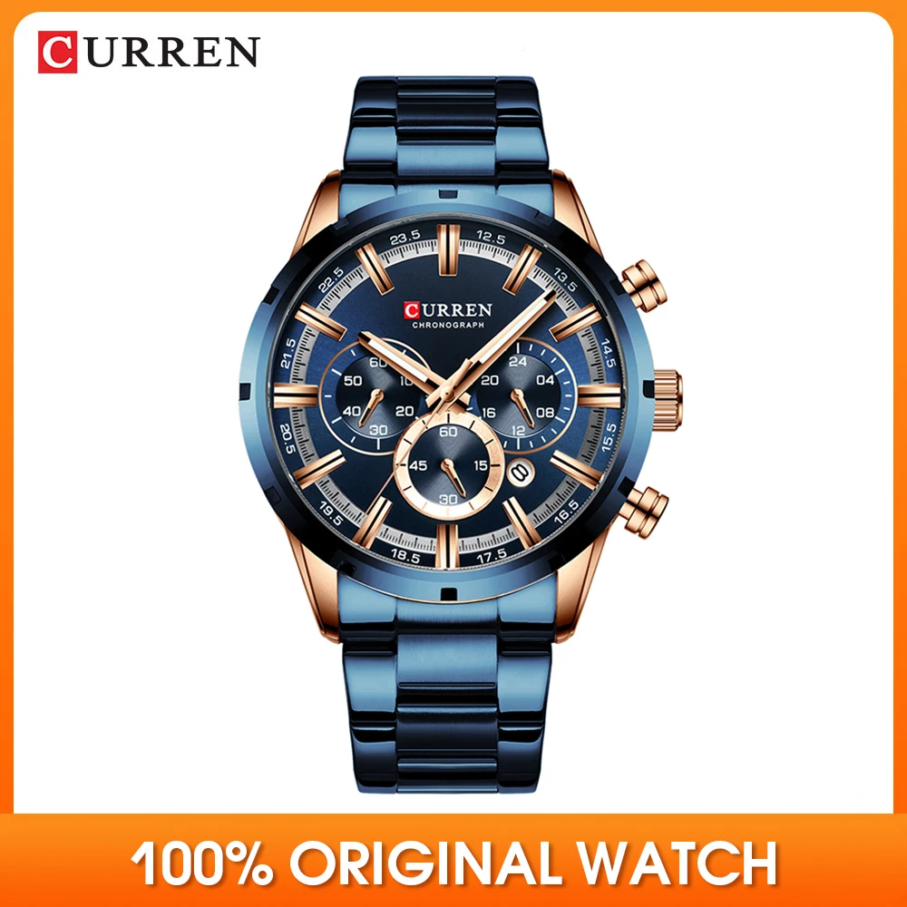Часы наручные Curren Мужские кварцевые брендовые Роскошные Водонепроницаемые