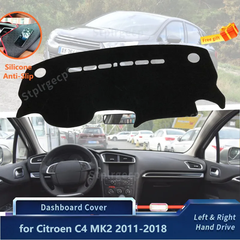 

for Citroen C4 MK2 2011-2018 Silicone Anti-Slip Mat Dashboard Cover Pad Sunshade Dashmat Accessories Protect Carpet Anti-UV