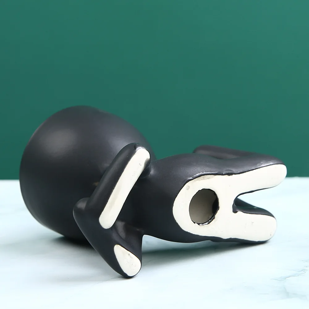 Керамическая ваза белая и черная статуэтка красивый цветочный горшок для