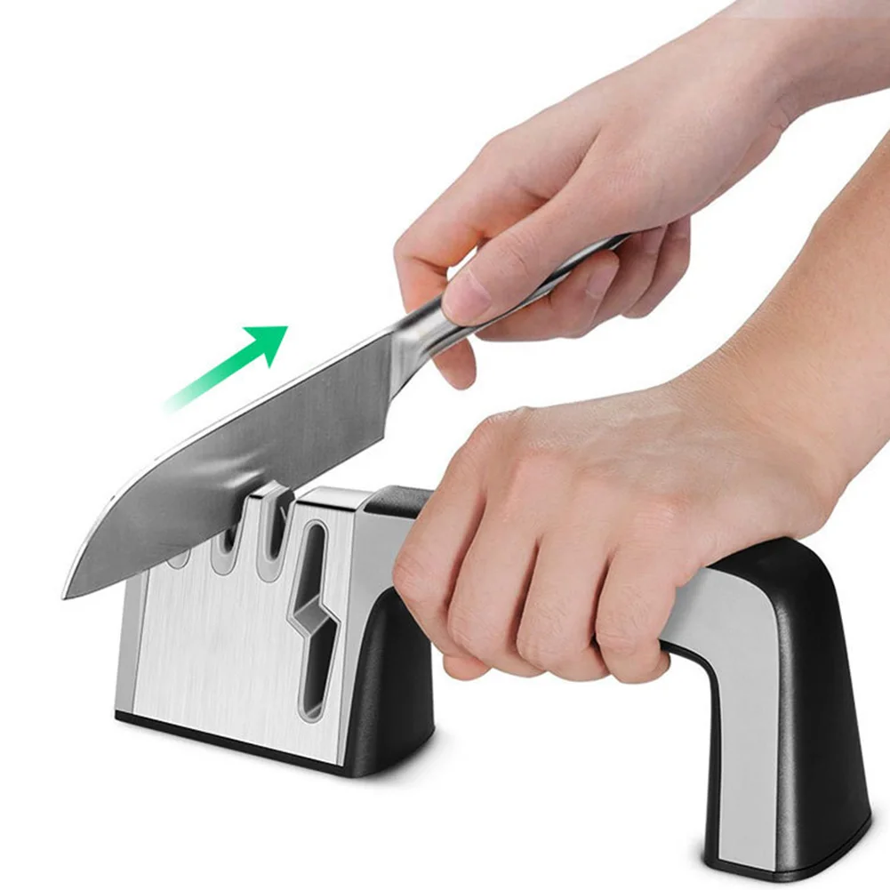 

4 in 1 Knife Sharpener Diamond Coated Fine Kitchen Ceramic Knife Shears Scissors Sharpening Tool Stainless Steel Blade Sharpener