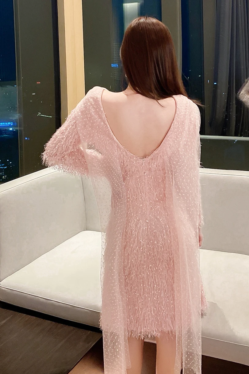 

COIGARSAM Sexy Full Sleeve Women Long dress New Spring Office Lady Solid Backless High Waist Zipper Dresses 650