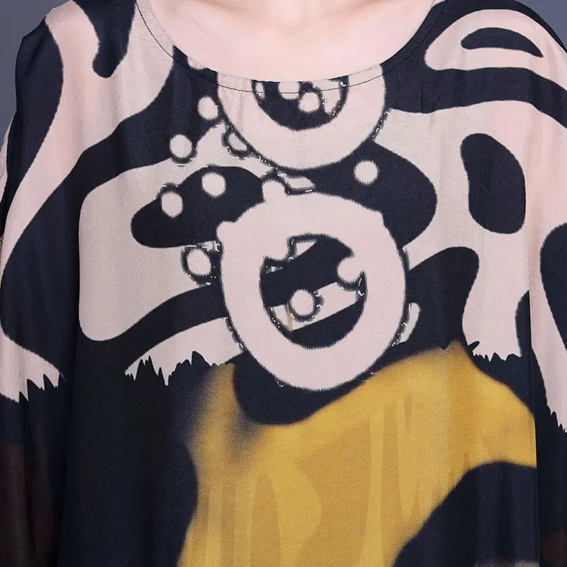 

XITAO Print Pattern Dress Fashion New Pullover Plus Size Goddess Fan Casual Style 2021 Summer New Loose Casual Dress WMD0710