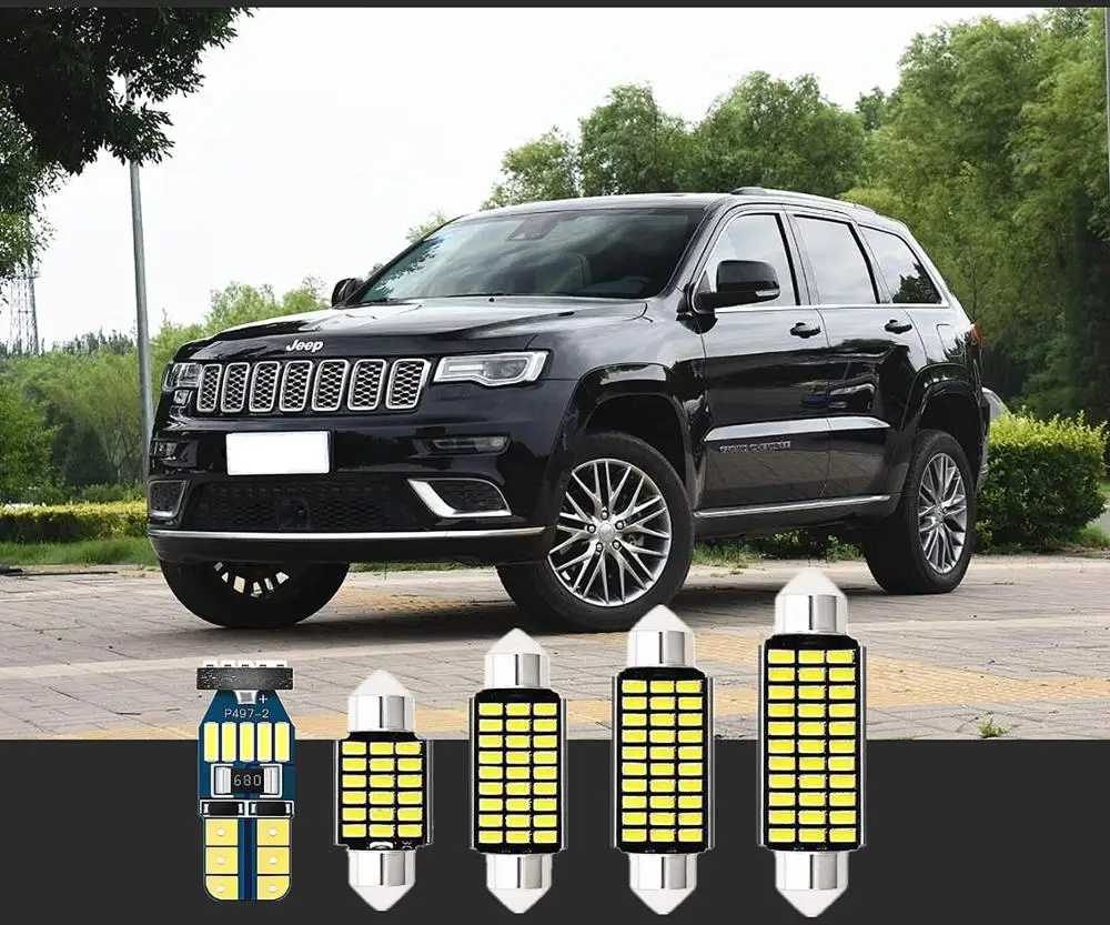 

8 шт., белые светодиодные лампы для салона автомобиля T10 и 36 для Jeep