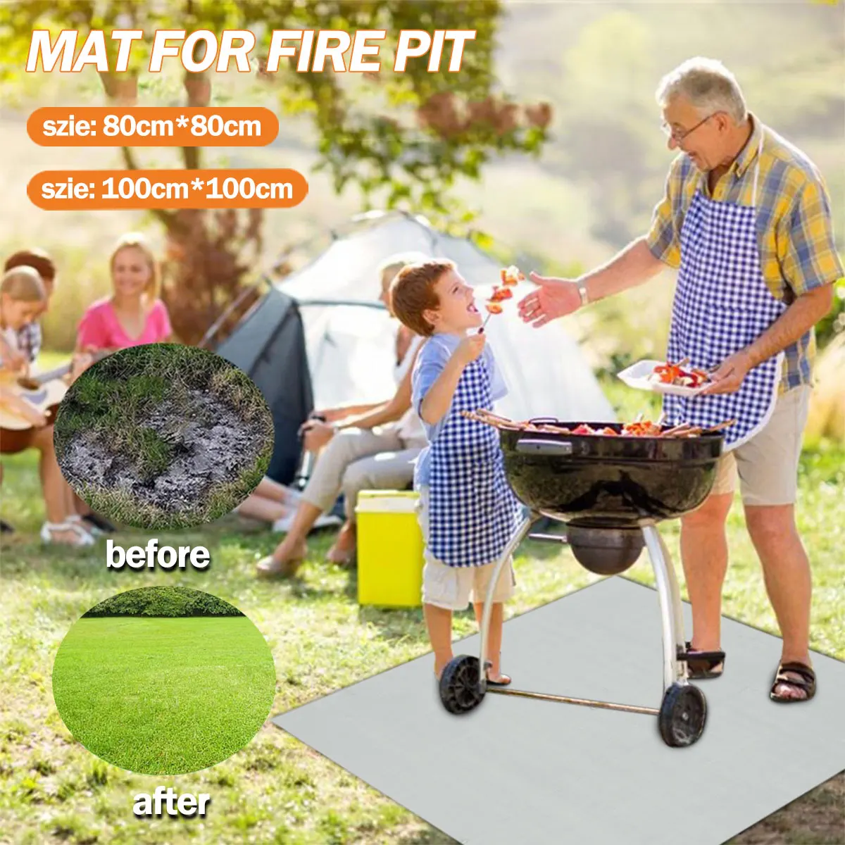 

New Fire Pit Mat Waterproof Square Fireproof Mat Heat Resistant Fire Resistant Pad for Outdoor Lawn Grill Protector Camping Tool