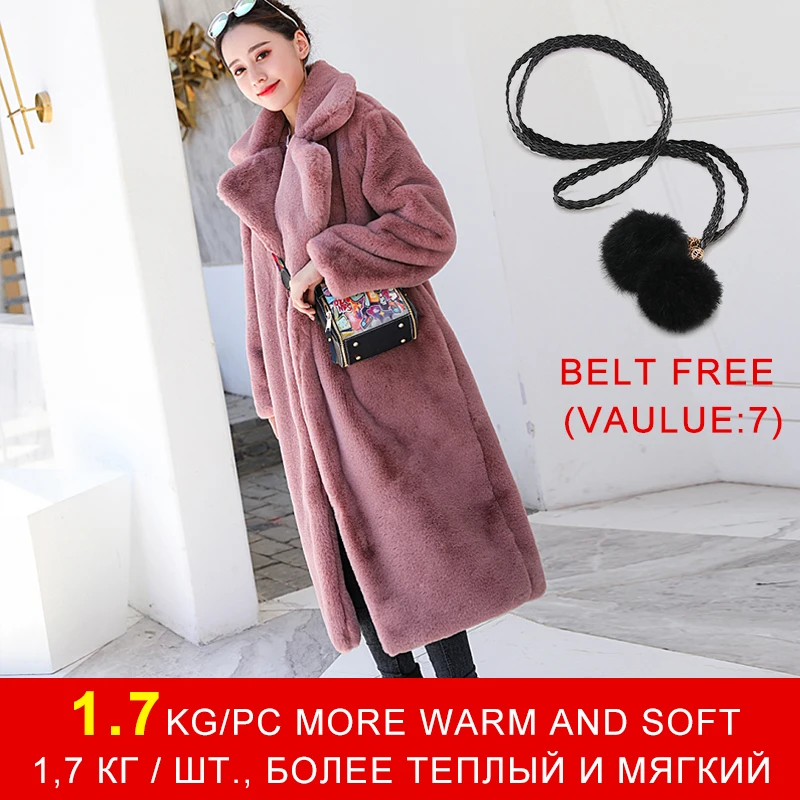 

Winter Long Faux Fur Coat Women Solid Turn-down Collar Long Sleeve with Button Fake Fur Jacket Warm Plush Fur Coat Artificial