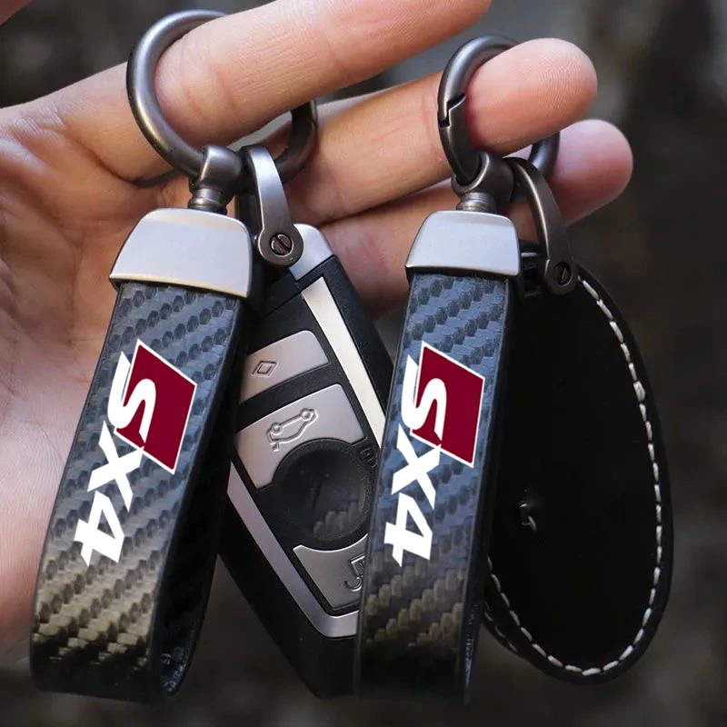 

For Suzuki SX4 Key Fob Cover Car Accessories Carbon Fiber Texture Key Rings Keychain Keyring Auto Vehicle Key Chain Key Bag