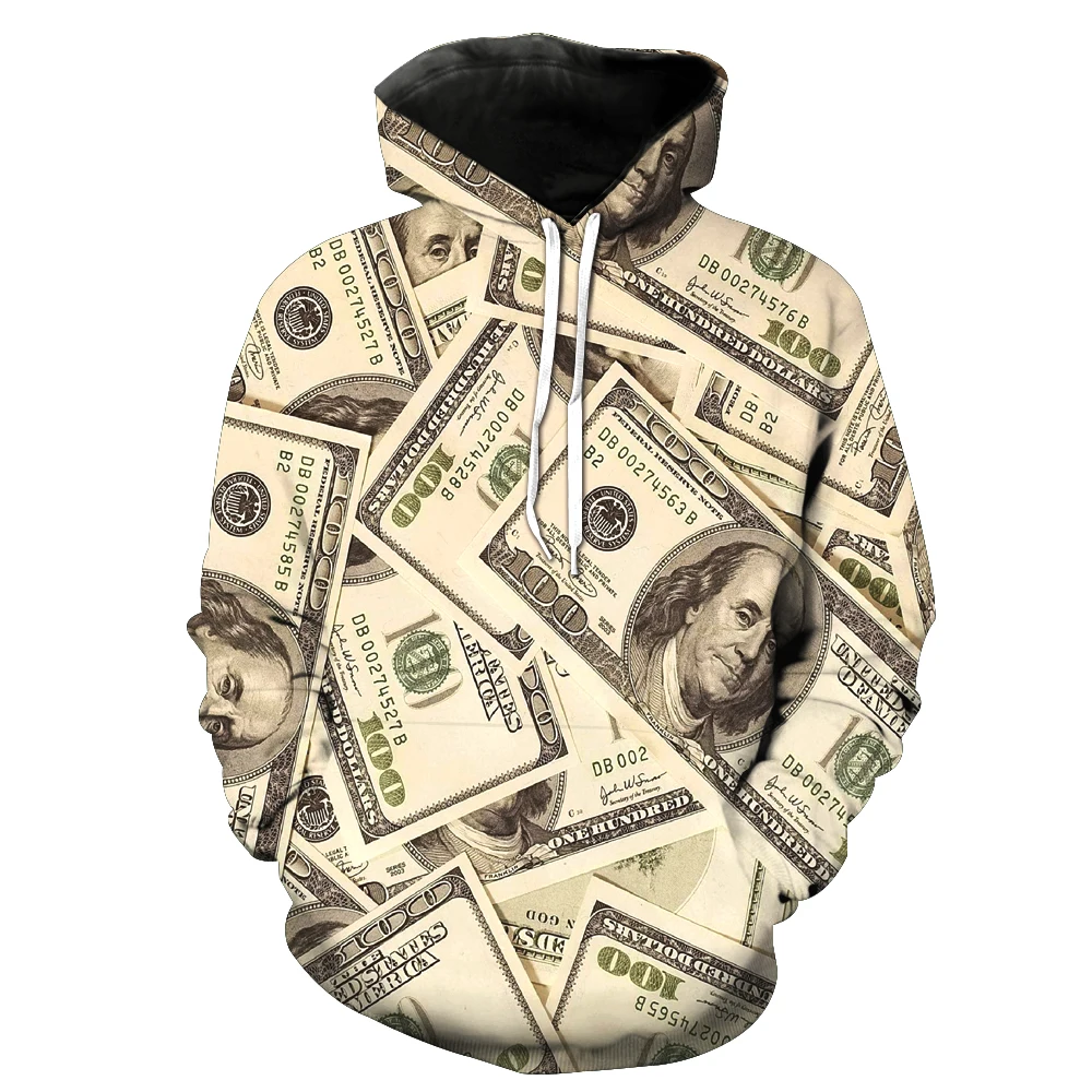 

Brand Dollars Hoodies Money Sweat shirt Funny 3d hoodies Hip Hop Hoodie Men Cool 2021 Hoody
