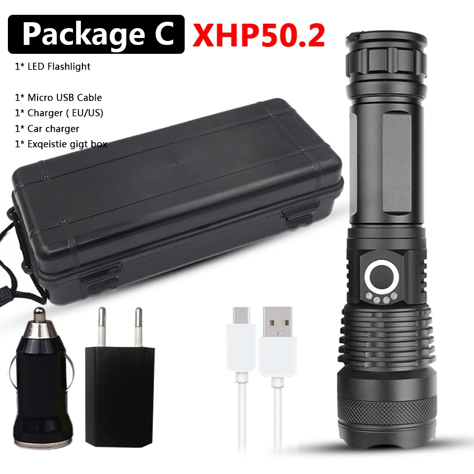 Package C Xlamp XHP90 XHP70.2 светодиодный фонарик, супер мощный фонарь, USB XHP50, фонарь с зумом, 18650, 26650, перезаряжаемый аккумулятор - Испускаемый цвет: Package C