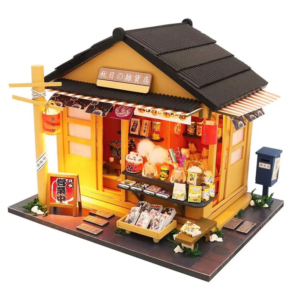 

DIY Assembly Miniature LED Japanese Grocery Store Doll House Model Kids Toy