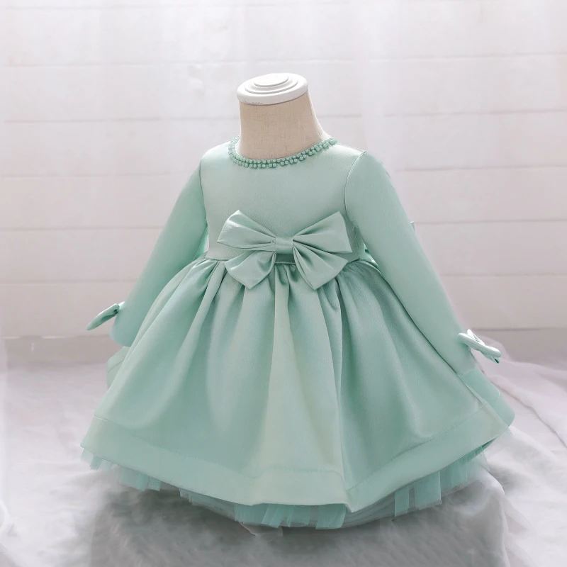 Детское платье с длинным рукавом бантом |