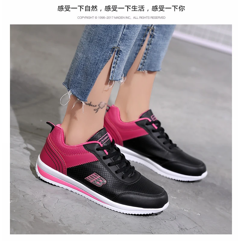 Size 35-41 New Fashion Tennis Shoes for Women Ultra-light Leather Blue Sneakers Gym Sport Shoes Tenis Feminino Basket Femme