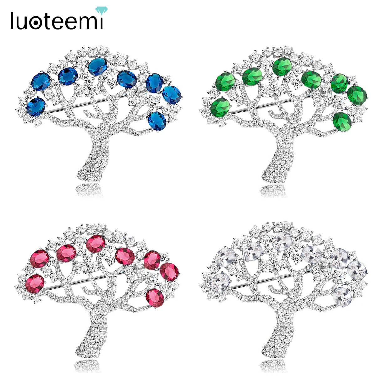 

Luoteemi Роскошные яблоня брошь Булавки для Для женщин Свадебные Брошь Аксессуары ювелирные полный Цирконий зубец установка