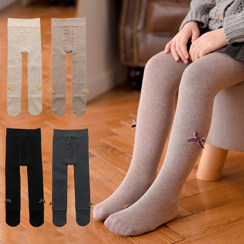 Детские осенне-зимние колготки с бантом хлопковые для маленьких девочек детские