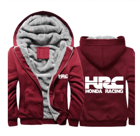 

2020 Men for HRC race motorcycle Car Logo Print Jacket Thicken Hoodie Mens Winter Warm Fleece cotton Zipper Raglan Coat Jacket