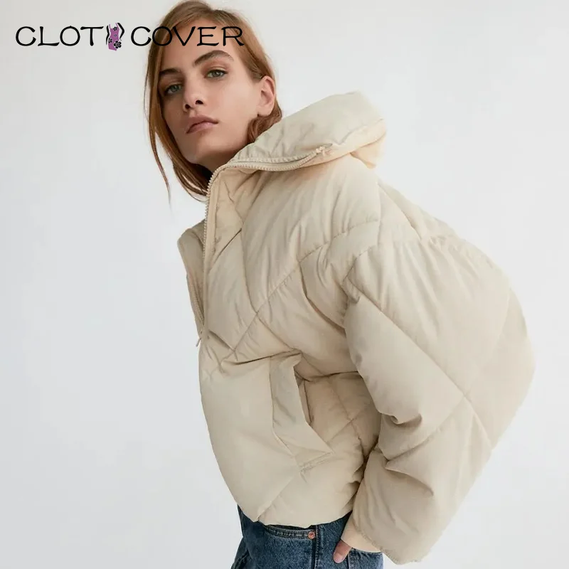 New Winter Thickened Oversize Parka Women Cotton Coat Casual Solid Zipper Short Bubble Jackets Loose Warm Outwear Tops Ladies | Женская