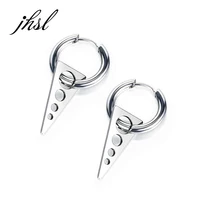 jhsl trendy small hoop silver color earrings for men stainless steel high quality fashion jewelry dropship