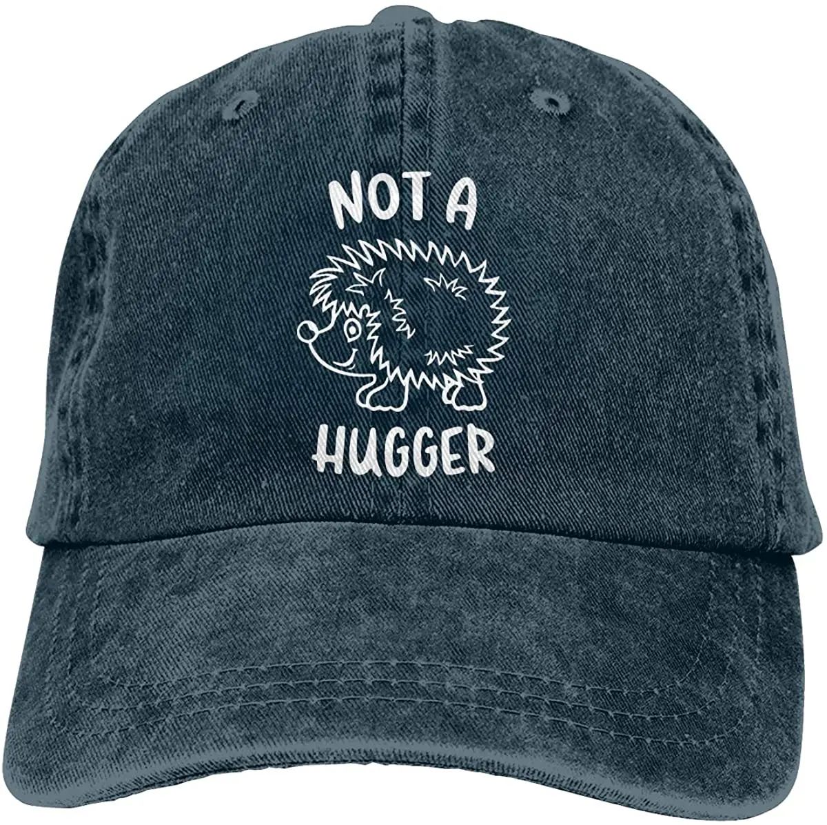 

Unisex Not A Hugger Hedgehog Vintage Washed Twill Baseball Caps Adjustable Hats Funny Humor Irony Graphics Of Adult Gift Navy