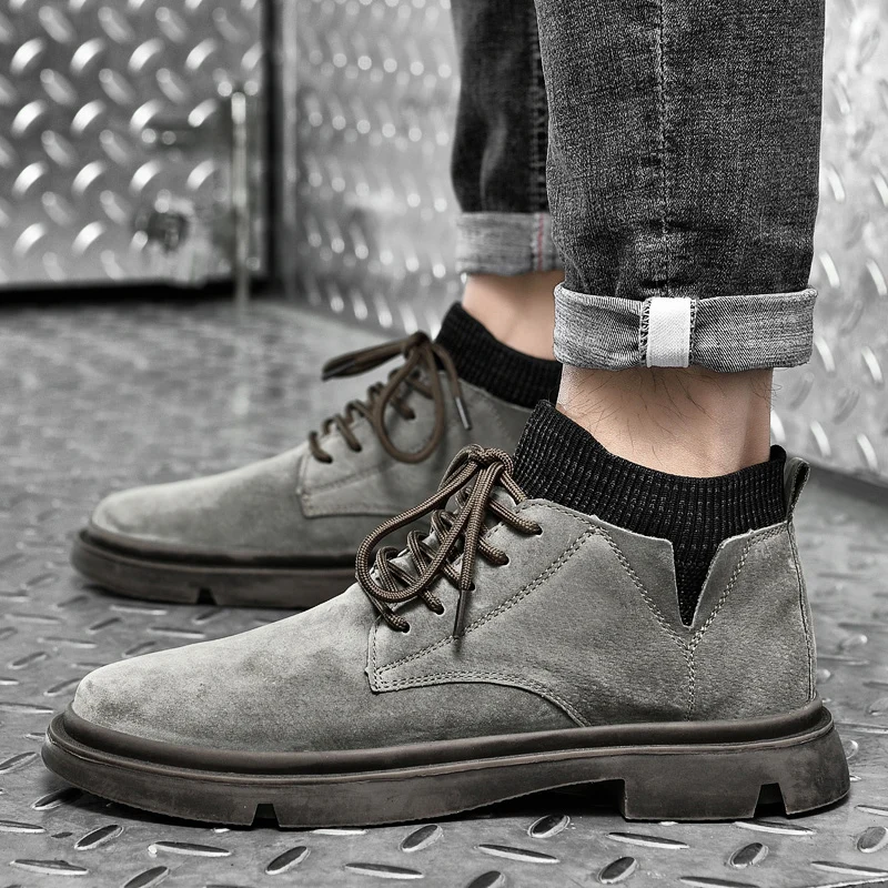 

Men Youth Casual Footwear Khaki Men Leather Shoes Fashion Casual Sneakers for Man Comfortable Mens Walking Shoes