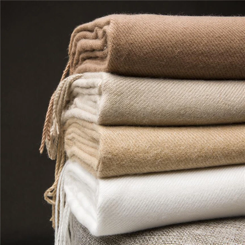 

2021 Winter Scarf Solid Thick Women Imitation Cashmere Scarves Neck Head Warm Hijabs Pashmina Lady Shawls Wraps Bandana Tassel