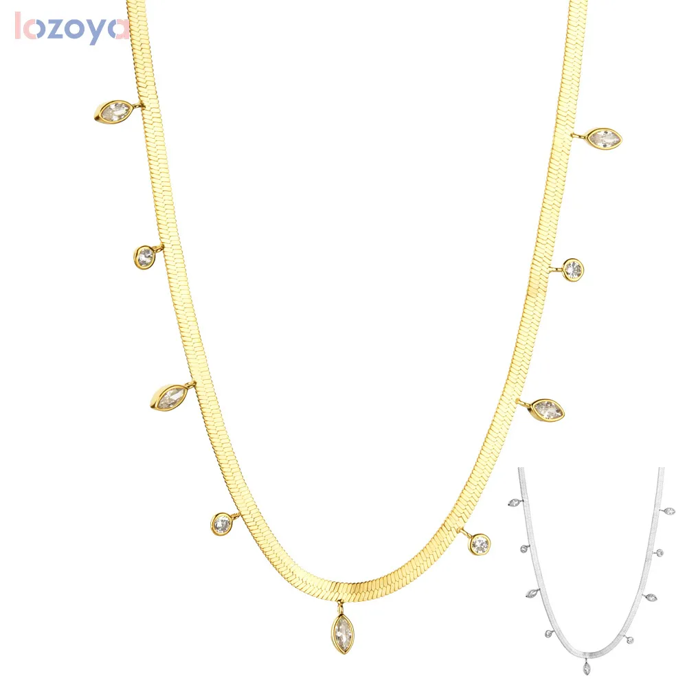 

Lozoya 925 Sterling Silver Gold Jewels Rock Pun Chain Necklace Choker 2020 Ovals Zircon Crystal Luxury Fashionk Gift Party